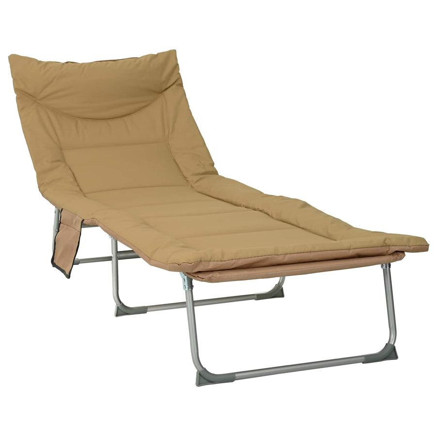 Opvouwbare zonnebed met kussen 2 pcs Beige