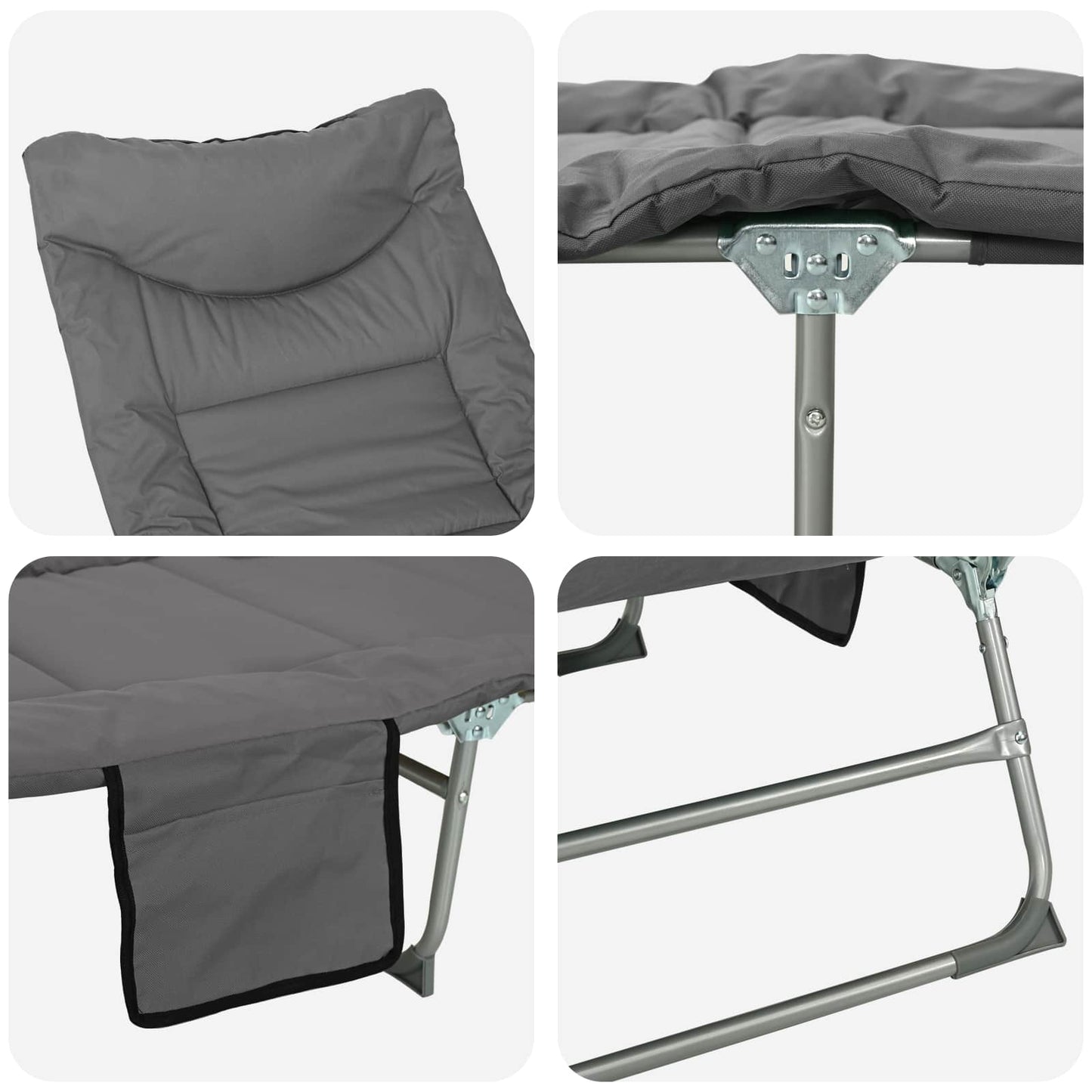 Opvouwbare zonnebed met kussen 2 pcs Antracietkleurig