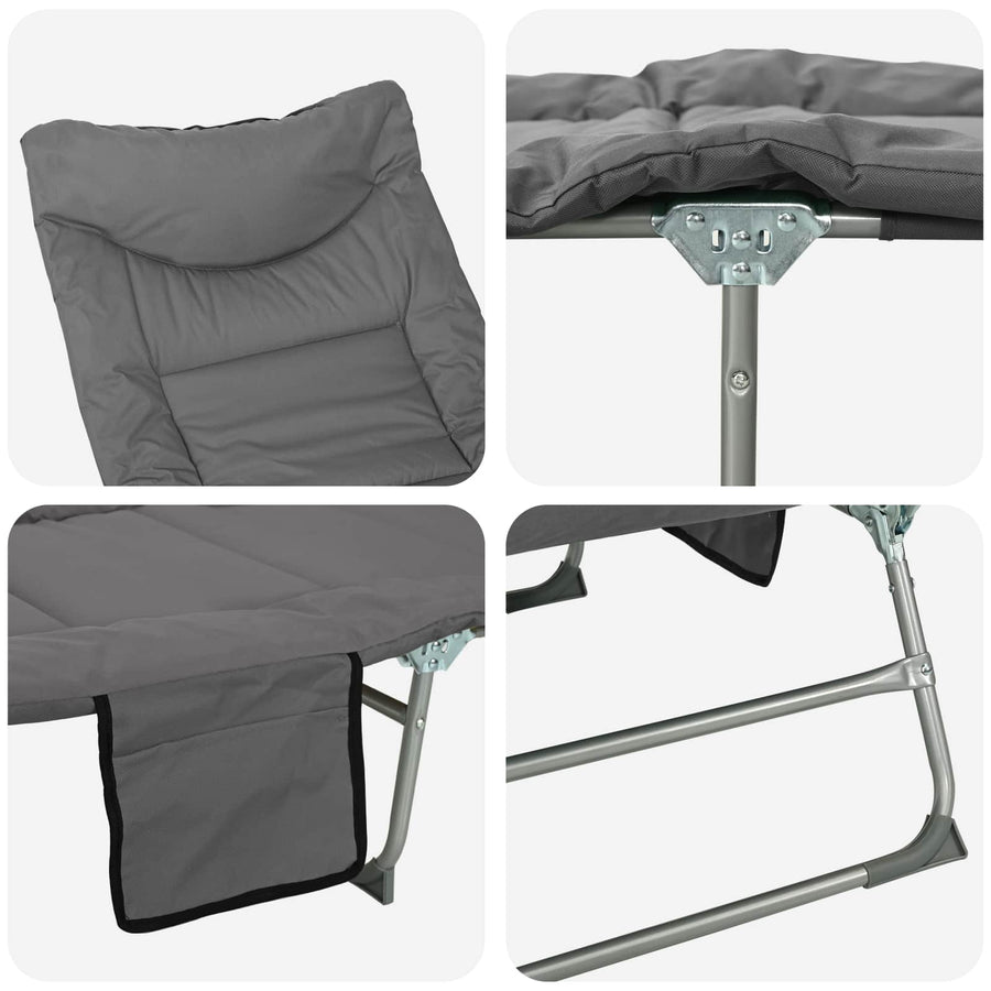 Opvouwbare zonnebed met kussen 2 pcs Antracietkleurig