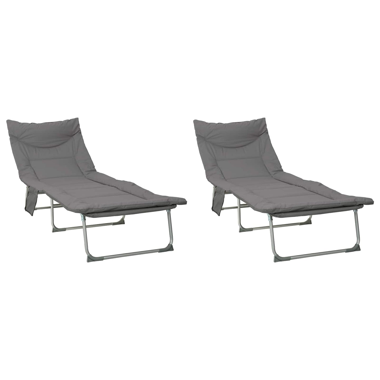 Opvouwbare zonnebed met kussen 2 pcs Antracietkleurig