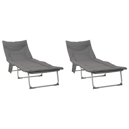Opvouwbare zonnebed met kussen 2 pcs Antracietkleurig