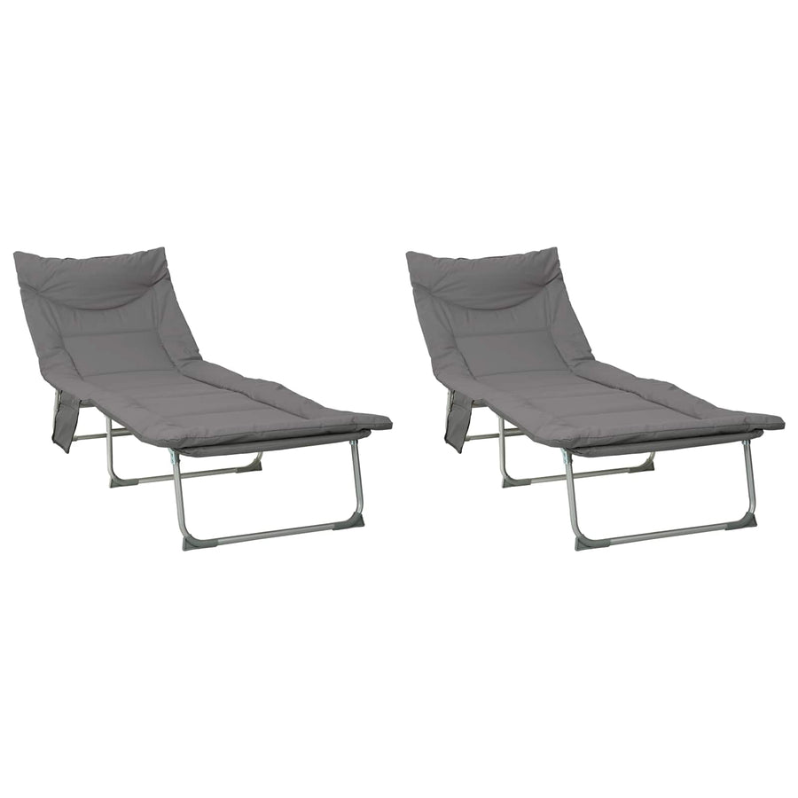 Opvouwbare zonnebed met kussen 2 pcs Antracietkleurig
