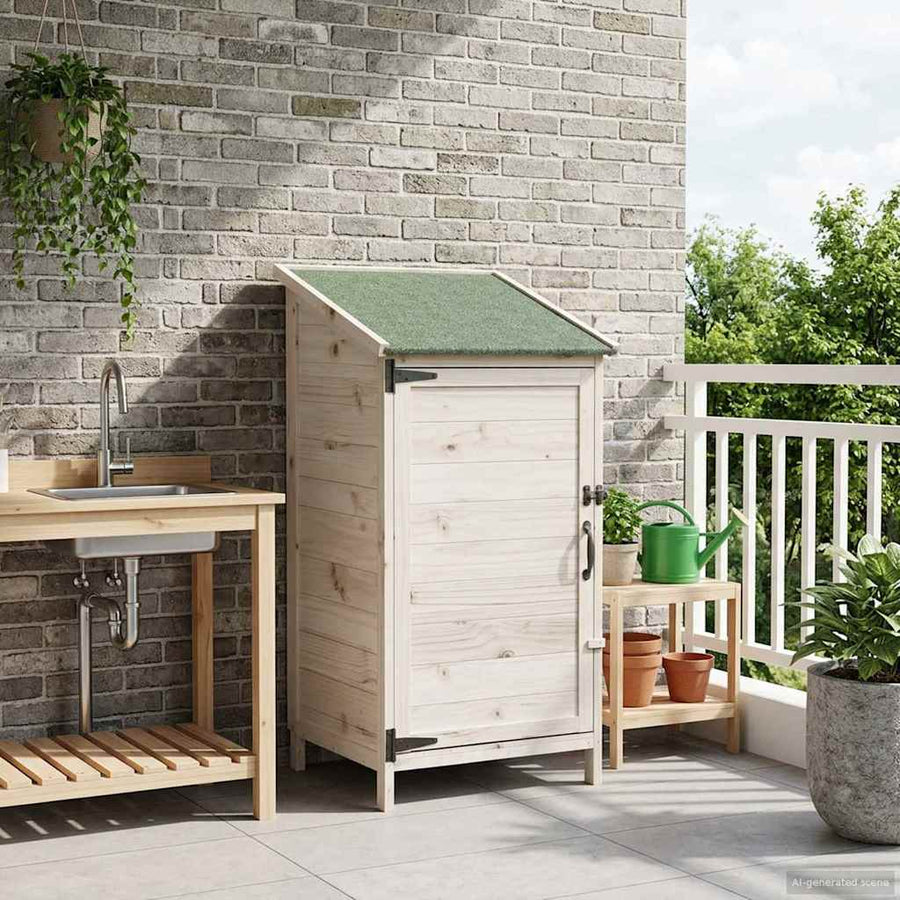 Tuinschuur Wit 59 x 56 x 113,5 cm Bewerkt hout