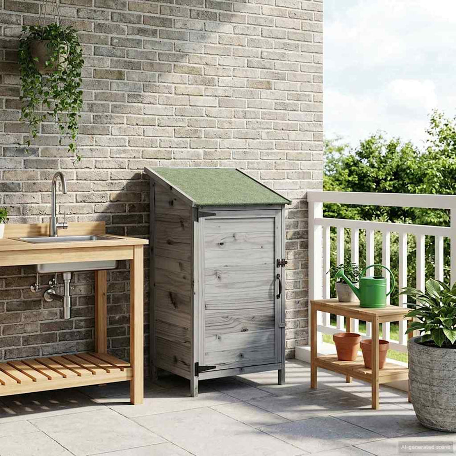 Tuinschuur Grijs 59 x 56 x 113,5 cm Bewerkt hout