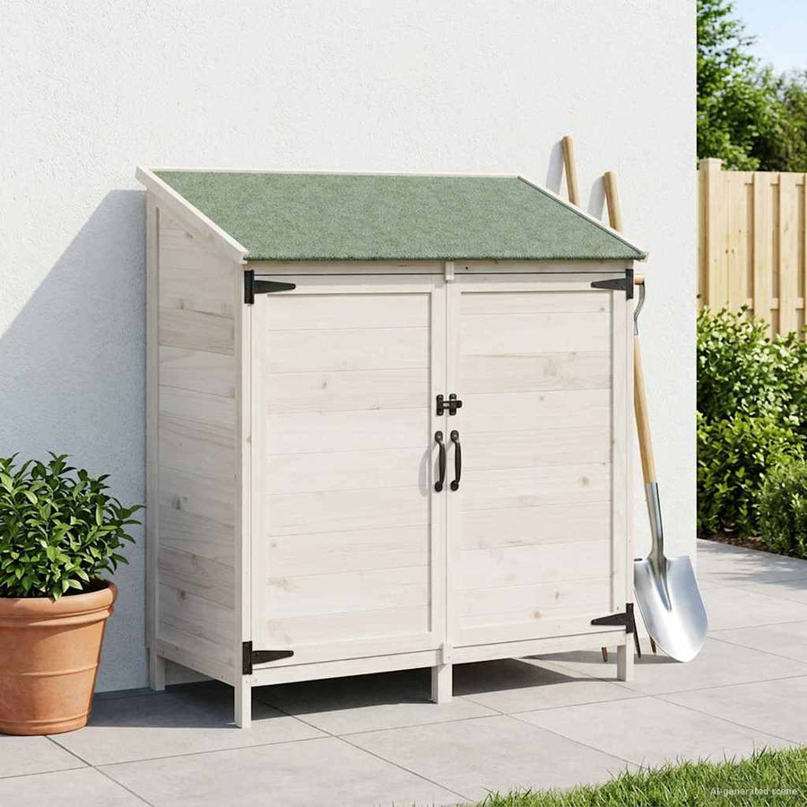 Tuinschuur Wit 106,5 x 56 x 113,5 cm Bewerkt hout