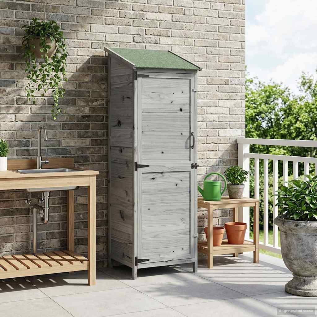 Tuinschuur Grijs 59,5 x 56 x 176,5 cm Bewerkt hout