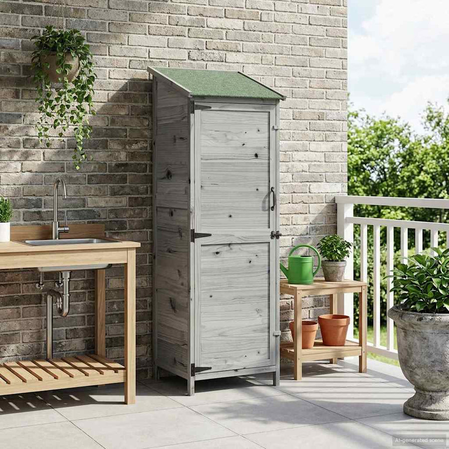 Tuinschuur Grijs 59,5 x 56 x 176,5 cm Bewerkt hout