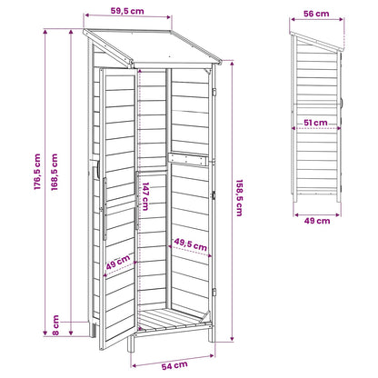 Tuinschuur Grijs 59,5 x 56 x 176,5 cm Bewerkt hout