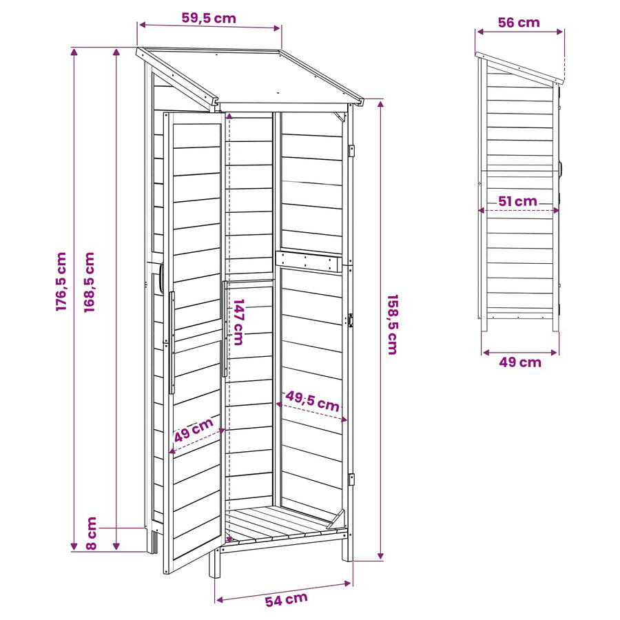 Tuinschuur Grijs 59,5 x 56 x 176,5 cm Bewerkt hout