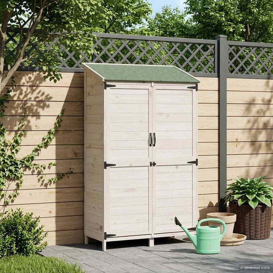 Tuinschuur Wit 106,5 x 56 x 176 cm Bewerkt hout