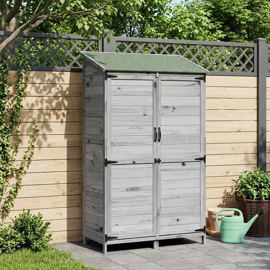 Tuinschuur Grijs 106,5 x 56 x 176 cm Bewerkt hout