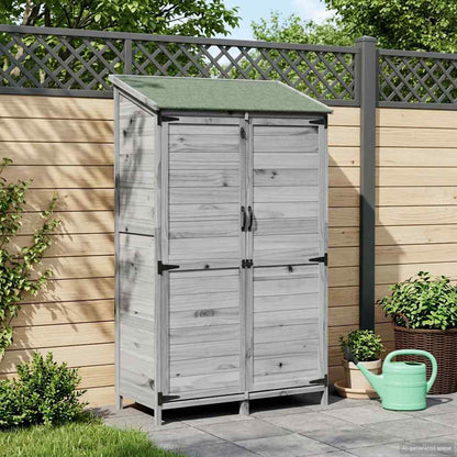 Tuinschuur Grijs 106,5 x 56 x 176 cm Bewerkt hout