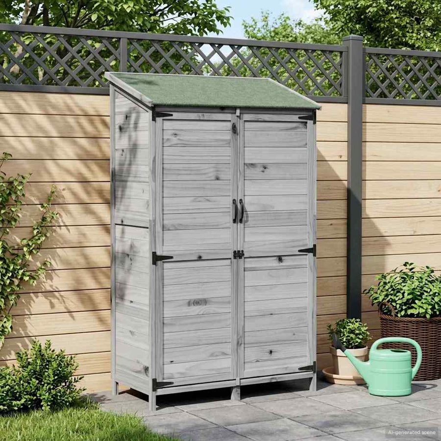 Tuinschuur Grijs 106,5 x 56 x 176 cm Bewerkt hout