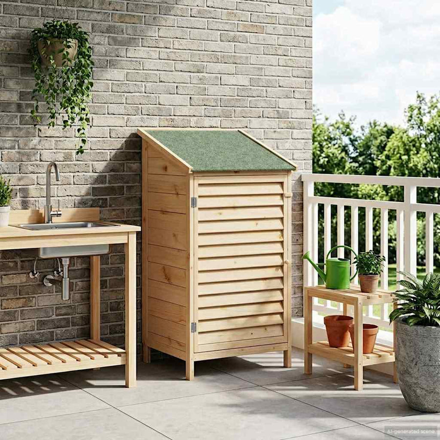 Tuinschuur Naturel 59 x 56 x 113,5 cm Massief Vurenhout