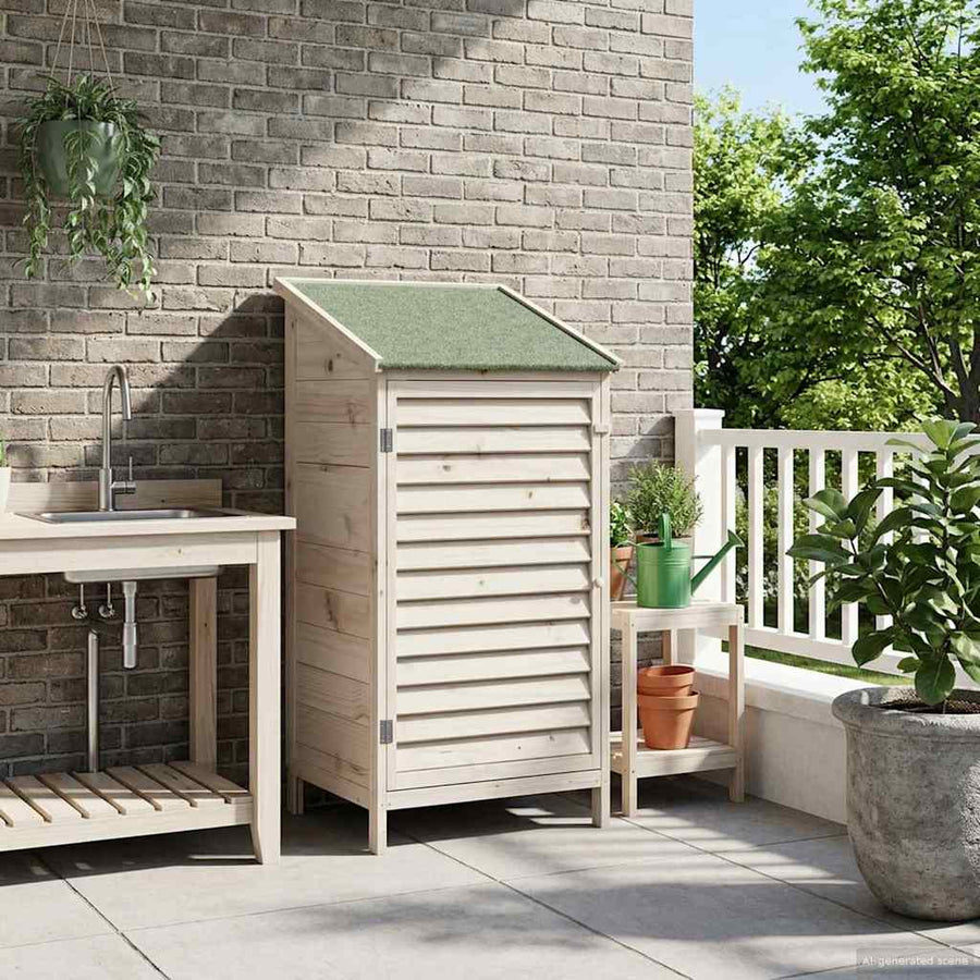 Tuinschuur Wit 59 x 56 x 113,5 cm Massief Vurenhout