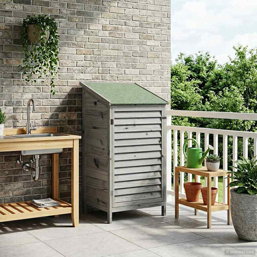 Tuinschuur Grijs 59 x 56 x 113,5 cm Massief Vurenhout