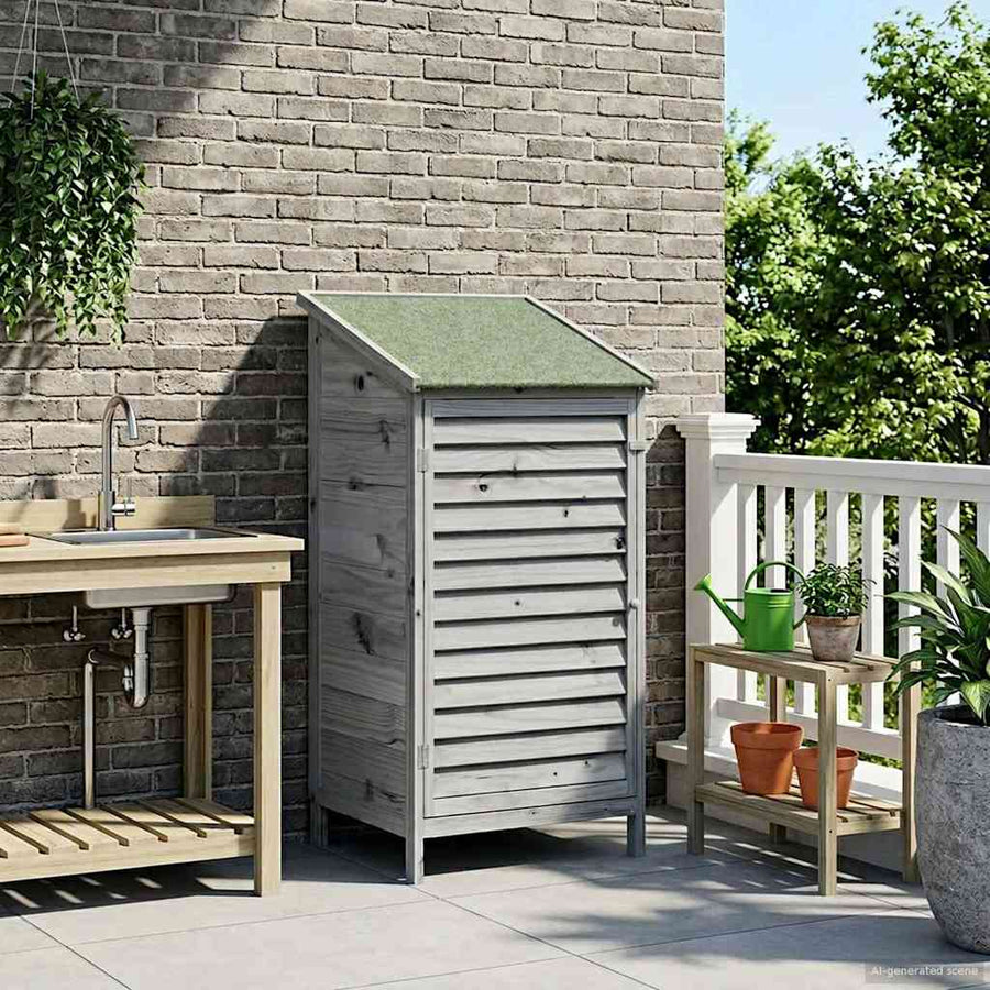 Tuinschuur Grijs 59 x 56 x 113,5 cm Massief Vurenhout