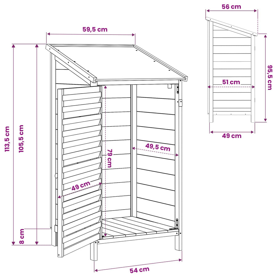 Tuinschuur Bruin 59 x 56 x 113,5 cm Massief Vurenhout