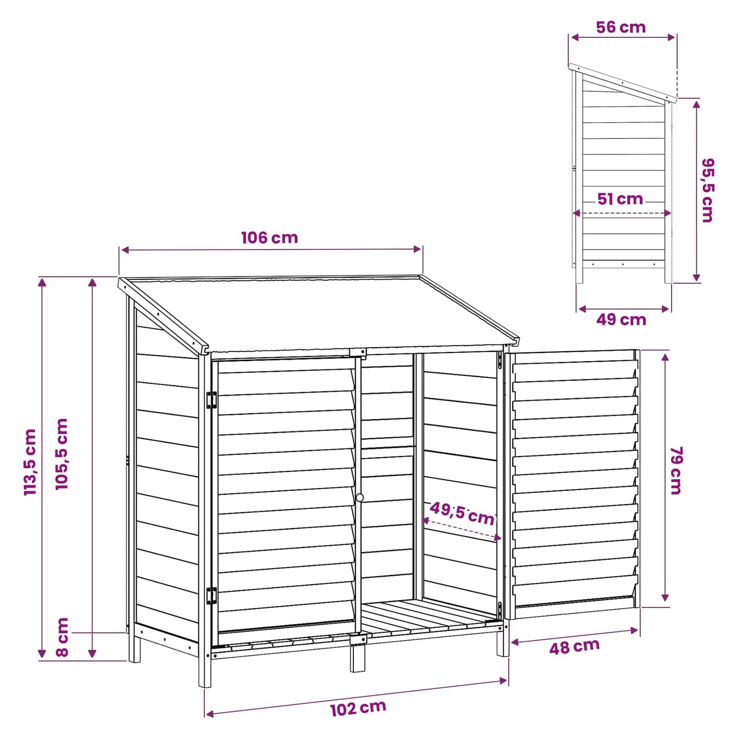 Tuinschuur Bruin 106 x 56 x 113,5 cm Massief Vurenhout