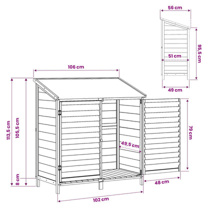 Tuinschuur Bruin 106 x 56 x 113,5 cm Massief Vurenhout