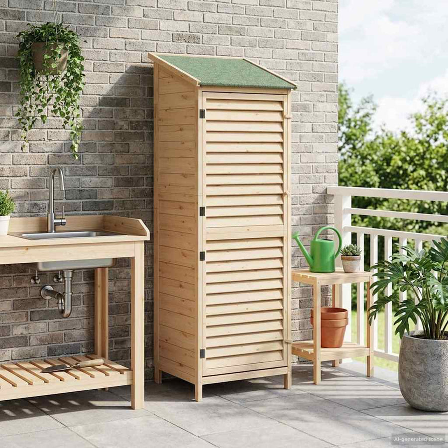 Tuinschuur Naturel 59 x 56 x 176 cm Massief Vurenhout