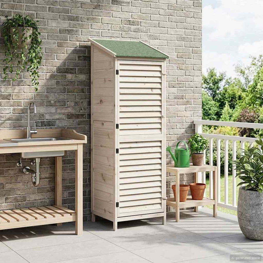 Tuinschuur Wit 59 x 56 x 176 cm Massief Vurenhout