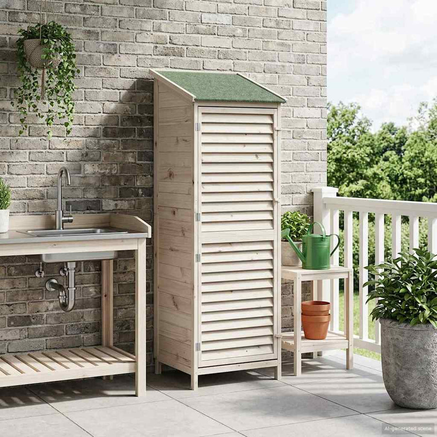 Tuinschuur Wit 59 x 56 x 176 cm Massief Vurenhout