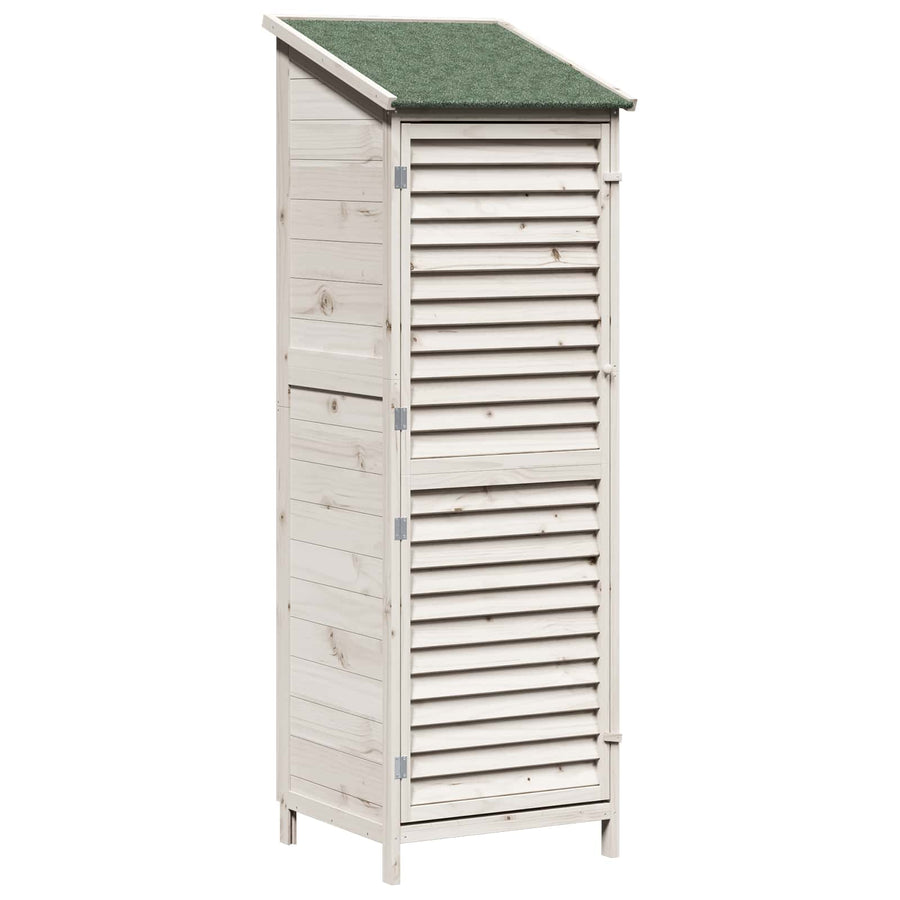 Tuinschuur Wit 59 x 56 x 176 cm Massief Vurenhout