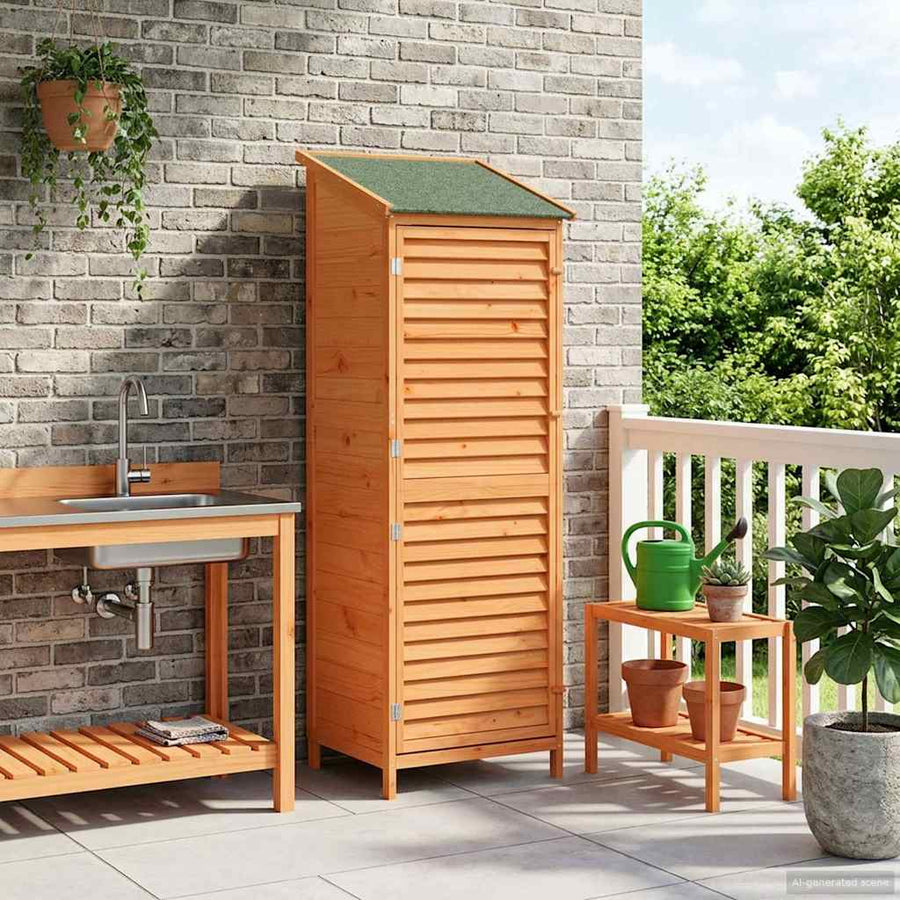 Tuinschuur Bruin 59 x 56 x 176 cm Massief Vurenhout