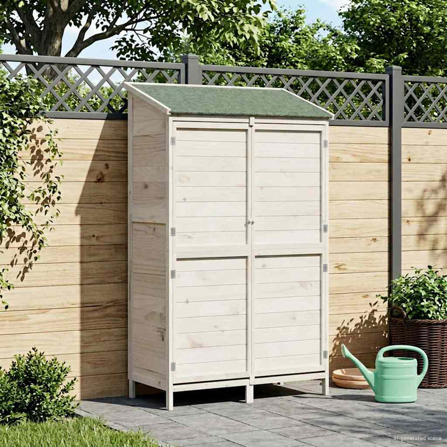 Tuinschuur Wit 106 x 56 x 176,5 cm Massief Vurenhout