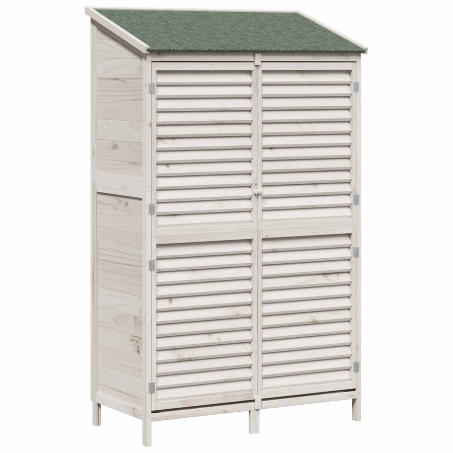 Tuinschuur Wit 106 x 56 x 176,5 cm Massief Vurenhout