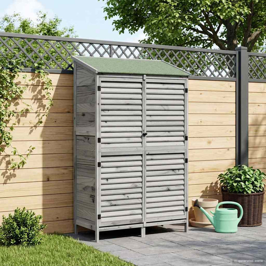 Tuinschuur Grijs 106 x 56 x 176,5 cm Massief Vurenhout