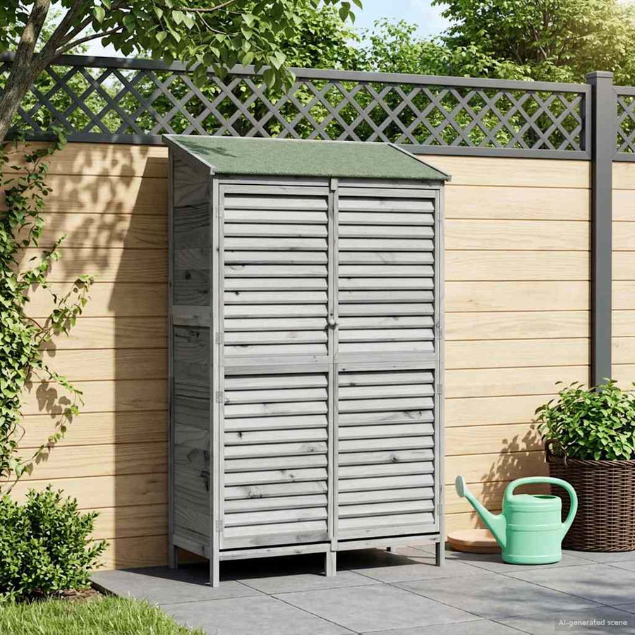 Tuinschuur Grijs 106 x 56 x 176,5 cm Massief Vurenhout