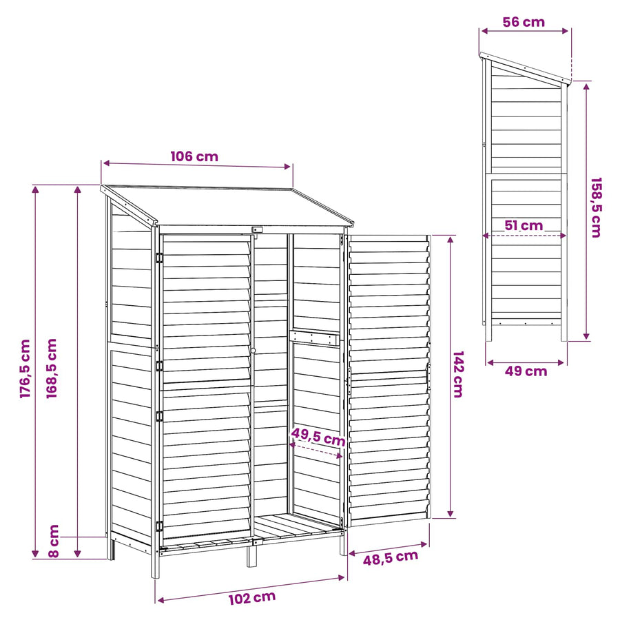 Tuinschuur Bruin 106 x 56 x 176,5 cm Massief Vurenhout