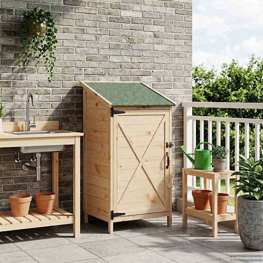 Tuinschuur Naturel 59,5 x 56 x 113,5 cm Bewerkt hout