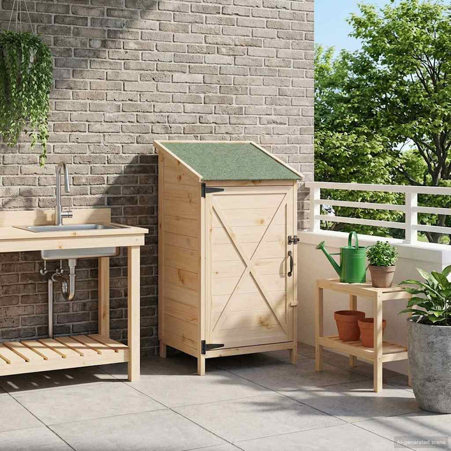 Tuinschuur Naturel 59,5 x 56 x 113,5 cm Bewerkt hout
