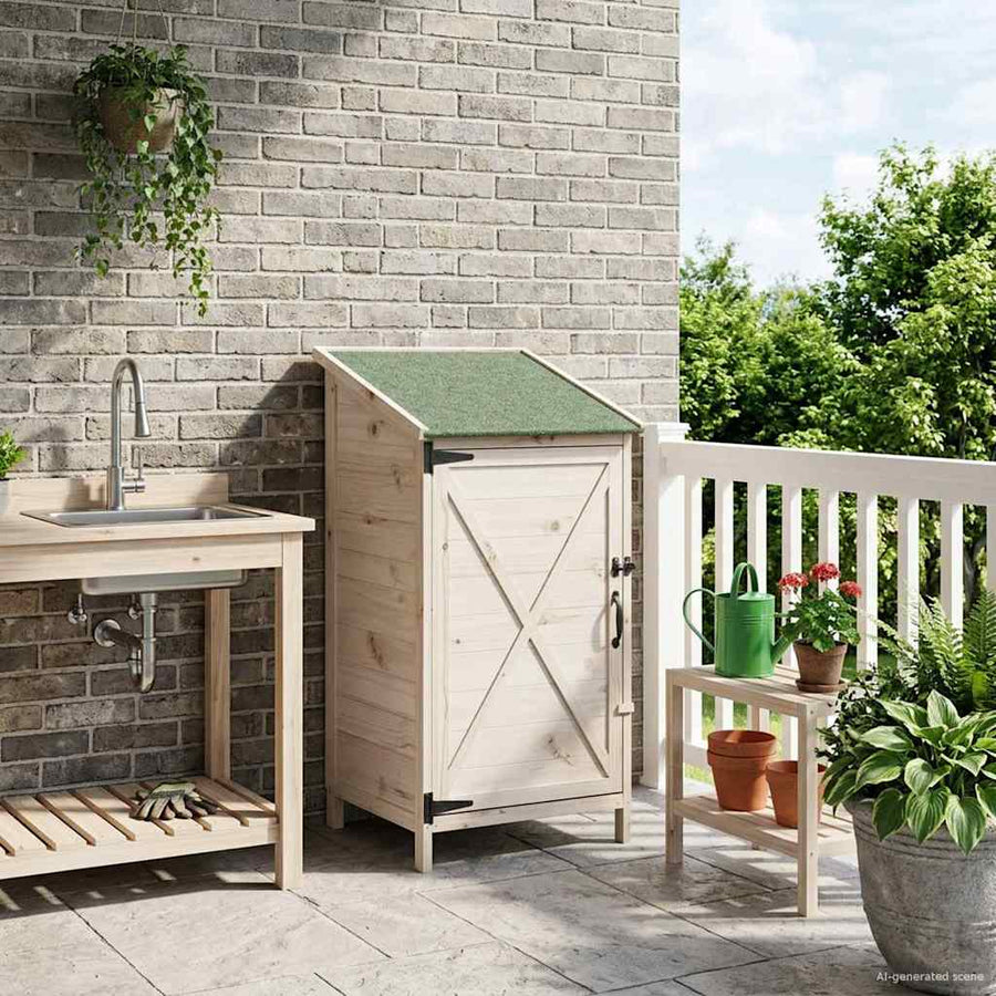 Tuinschuur Wit 59,5 x 56 x 113,5 cm Bewerkt hout