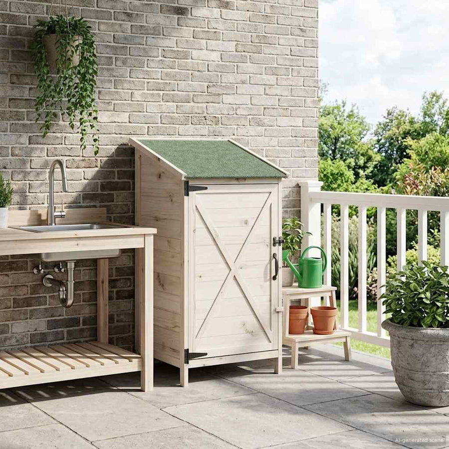 Tuinschuur Wit 59,5 x 56 x 113,5 cm Bewerkt hout