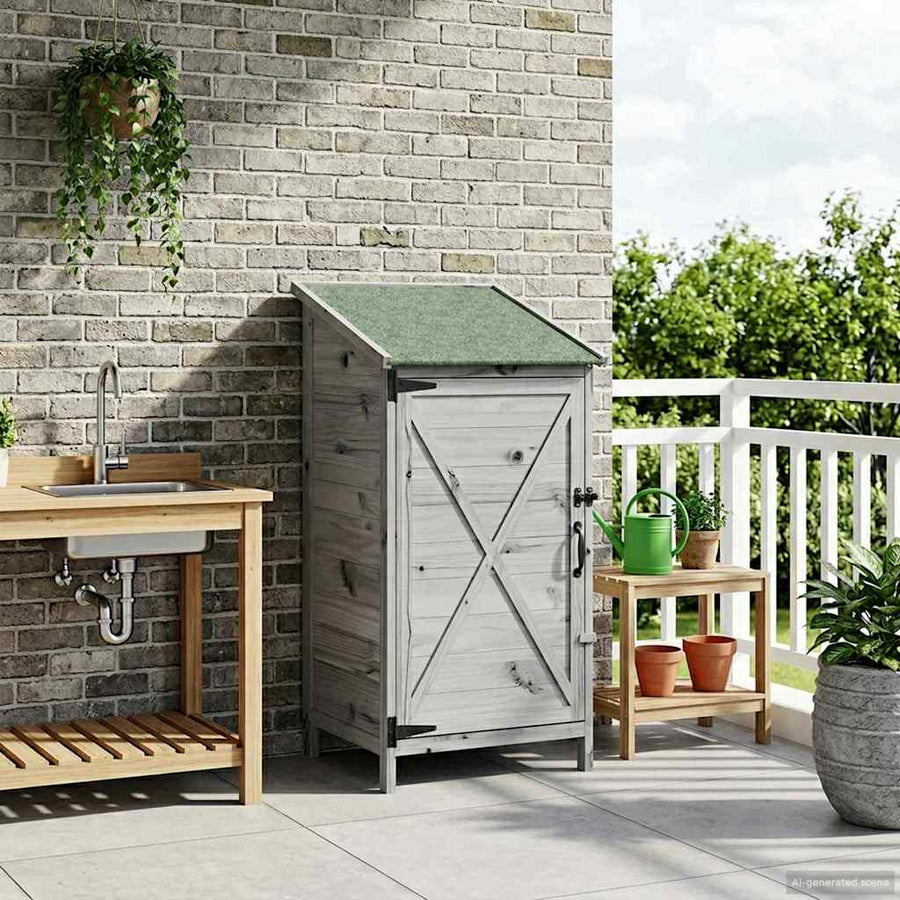 Tuinschuur Grijs 59,5 x 56 x 113,5 cm Bewerkt hout