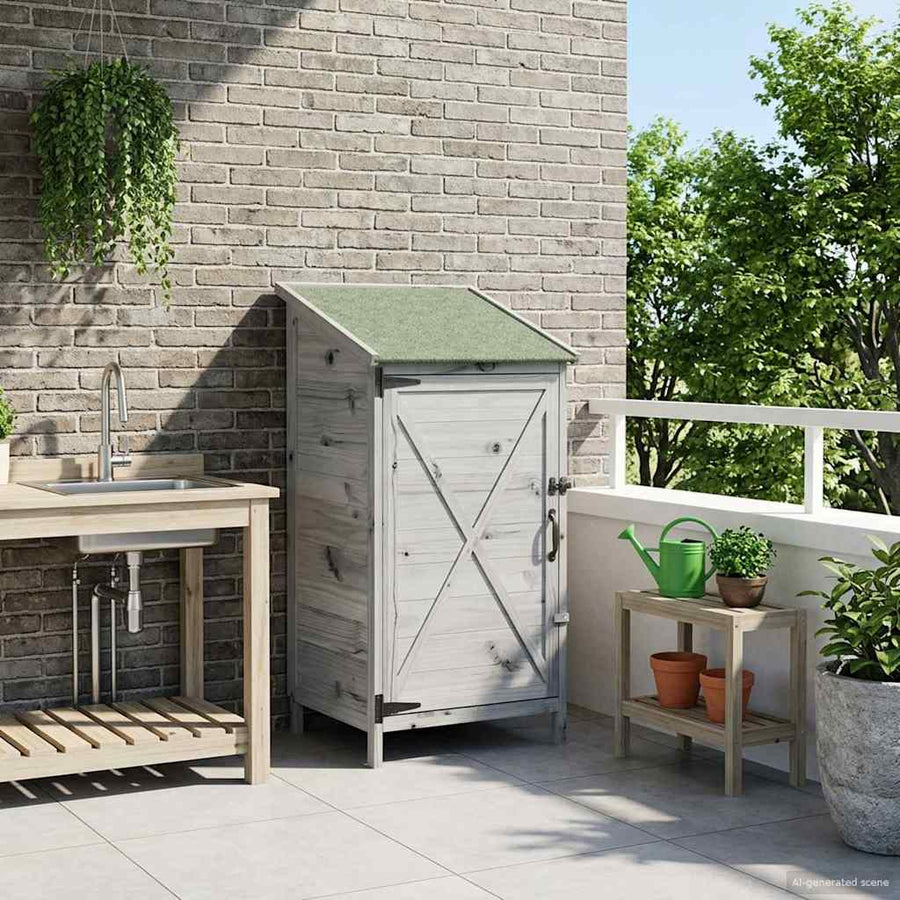 Tuinschuur Grijs 59,5 x 56 x 113,5 cm Bewerkt hout