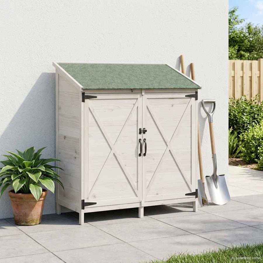 Tuinschuur Wit 106 x 56 x 113,5 cm Bewerkt hout