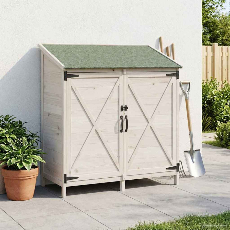 Tuinschuur Wit 106 x 56 x 113,5 cm Bewerkt hout