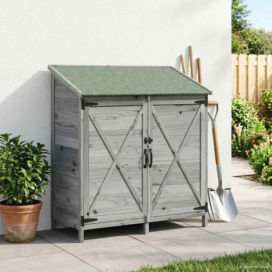 Tuinschuur Grijs 106 x 56 x 113,5 cm Bewerkt hout
