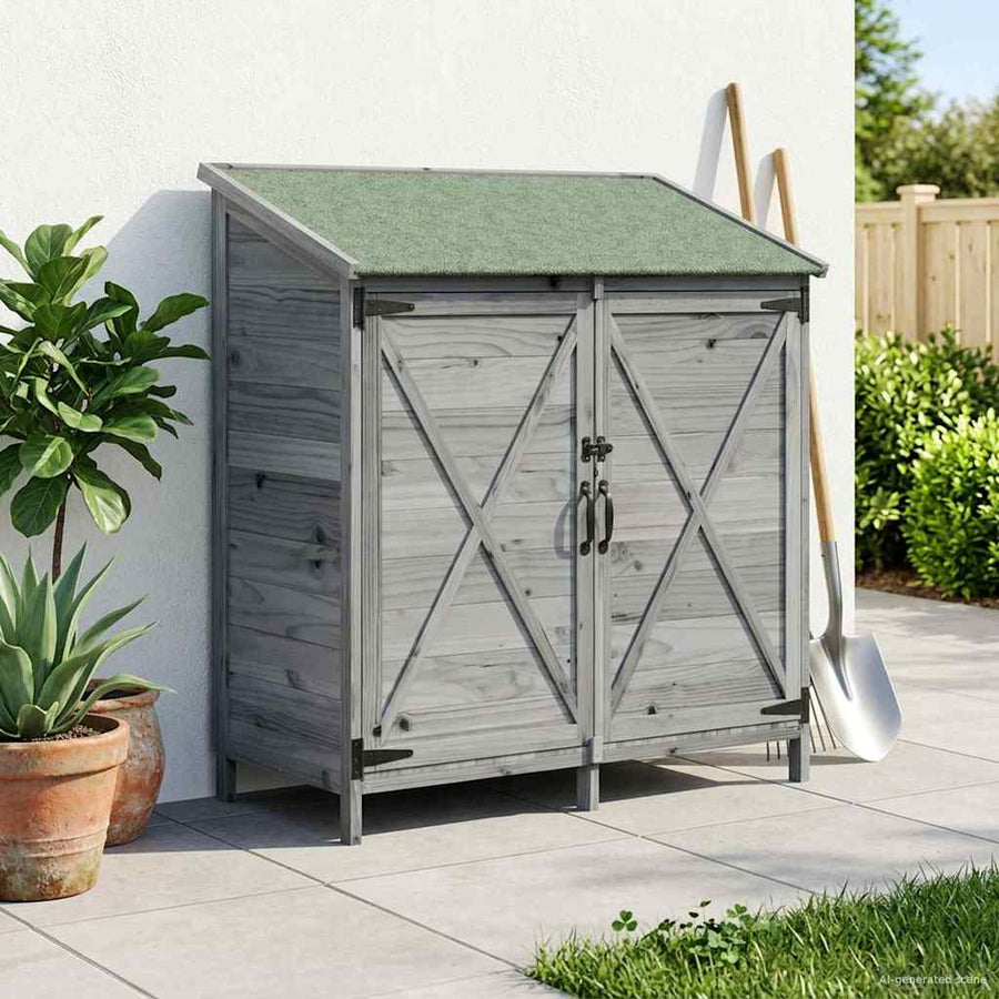 Tuinschuur Grijs 106 x 56 x 113,5 cm Bewerkt hout