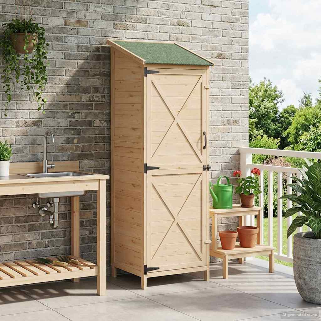 Tuinschuur Naturel 59,5 x 56 x 176,5 cm Bewerkt hout