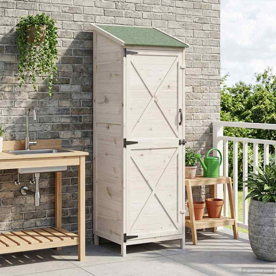 Tuinschuur Wit 59,5 x 56 x 176,5 cm Bewerkt hout