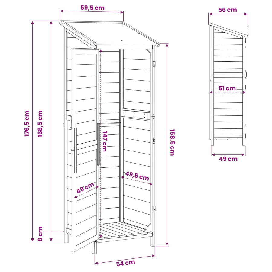Tuinschuur Wit 59,5 x 56 x 176,5 cm Bewerkt hout