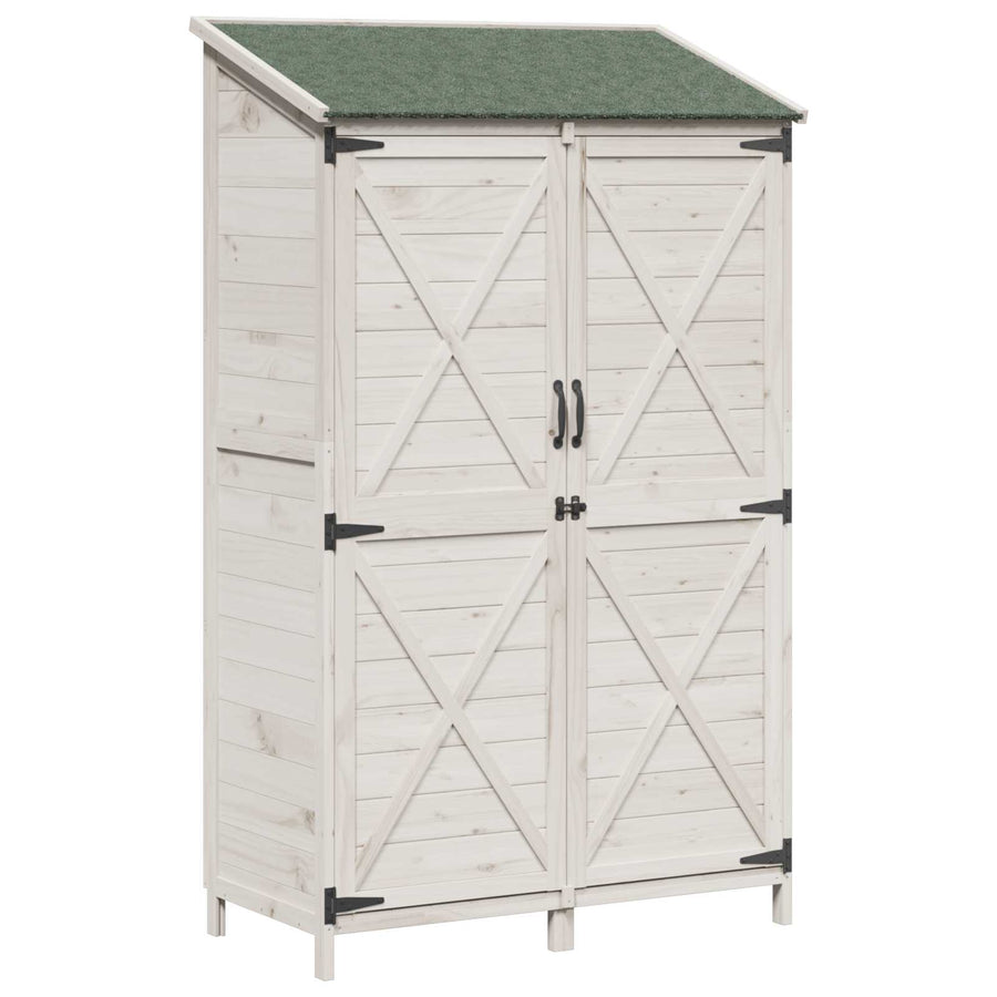 Tuinschuur Wit 106 x 56 x 176,5 cm Bewerkt hout