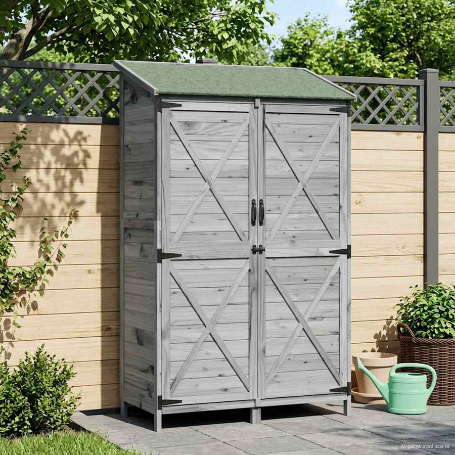 Tuinschuur Grijs 106 x 56 x 176,5 cm Bewerkt hout