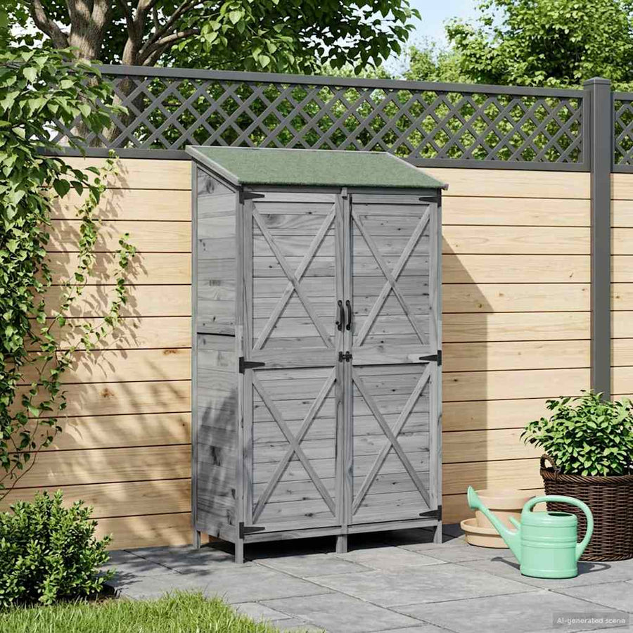 Tuinschuur Grijs 106 x 56 x 176,5 cm Bewerkt hout